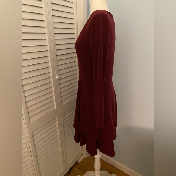 Adorable maroon fall dress with long sleeves - Picture 2 of 3